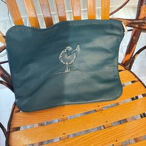 Thirty one laptop bag Teal Leather Pouch with Embroidered Design